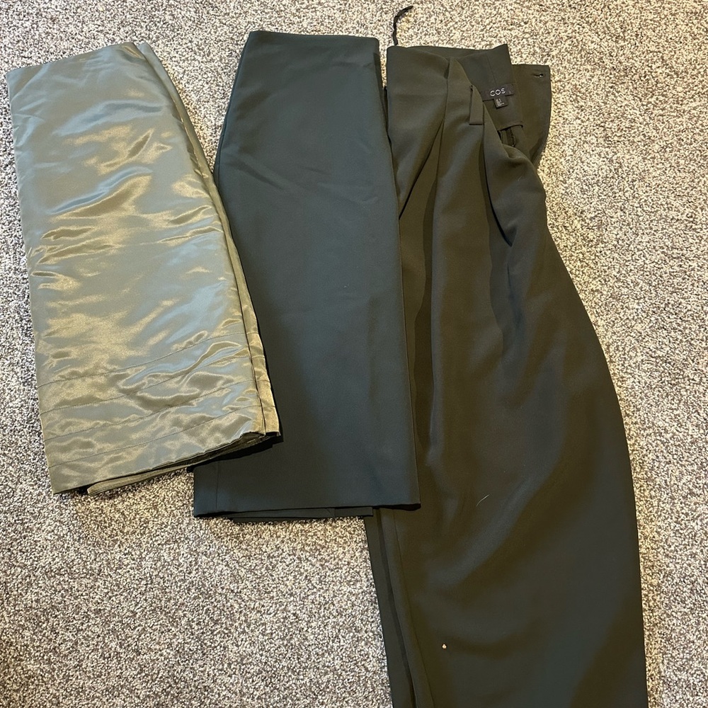 COS Elegant Green trousers and 2 green skirts (tags)